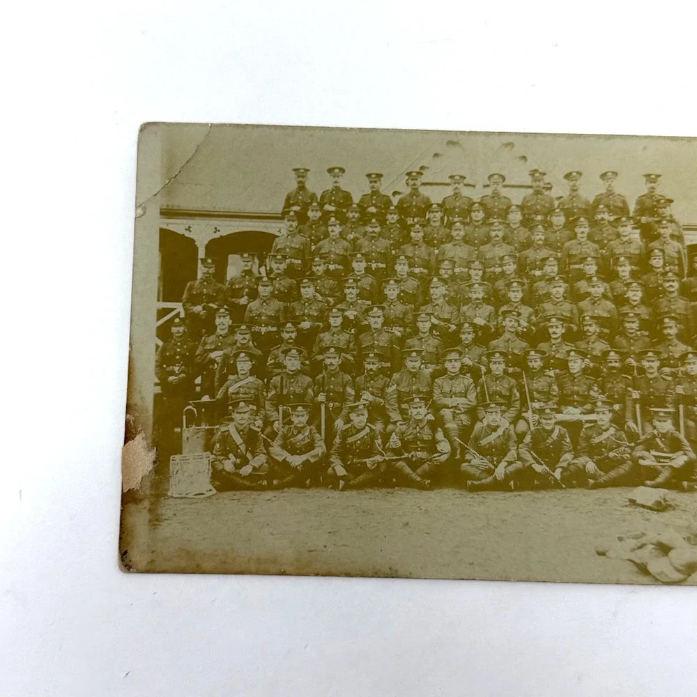 Antique RPPC British Soldiers Group Portrait Postcard Likely WWI Era